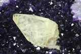 Amethyst Jewelry Box Geode With Calcite On Metal Stand #94221-7